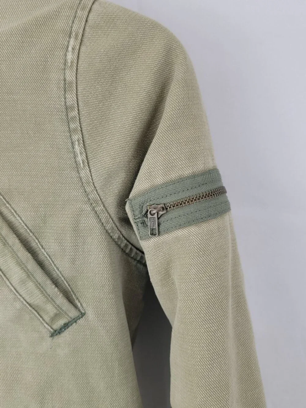 ABERCROMBIE & FITCH Womens Jacket M Cropped GREEN Utility Bomber Quilted VTG Y2K - Picture 3 of 15
